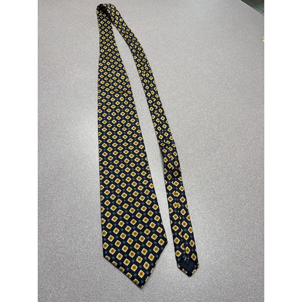 jsaco Navy Blue and Gold Geometric Silk Tie